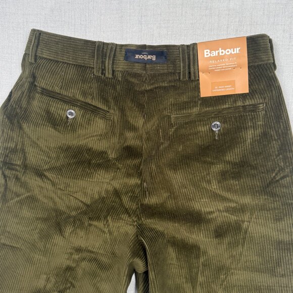 Barbour Relaxed Fit Corduroy Pants Olive Green Cotton Blend Size 32 NWT - Picture 14 of 14